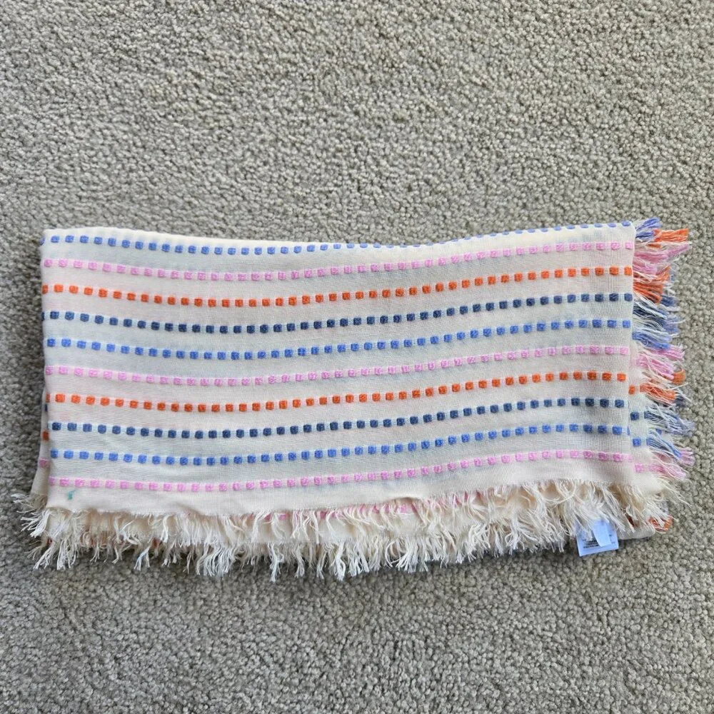 Madewell Stitched Rainbow Stripe Scarf/Shawl in Faded Wicker